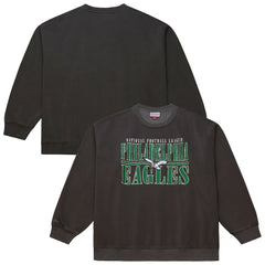 Philadelphia Eagles Downtown Crew Vintage Logo Sweatshirt - Black - Mitchell & Ness