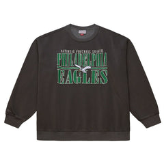 Philadelphia Eagles Downtown Crew Vintage Logo Sweatshirt - Black - Mitchell & Ness