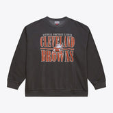 Cleveland Browns Downtown Crew Vintage Logo Sweatshirt - Black - Mitchell & Ness