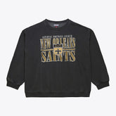 New Orleans Saints Downtown Crew Vintage Logo Sweatshirt - Black - Mitchell & Ness