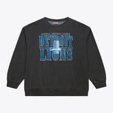 Detroit Lions Downtown Crew Vintage Logo Sweatshirt - Black - Mitchell & Ness