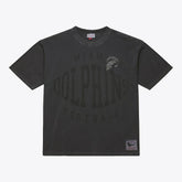 Miami Dolphins Downtown Collection Premium Vintage Logo T-Shirt - Black - Mitchell & Ness