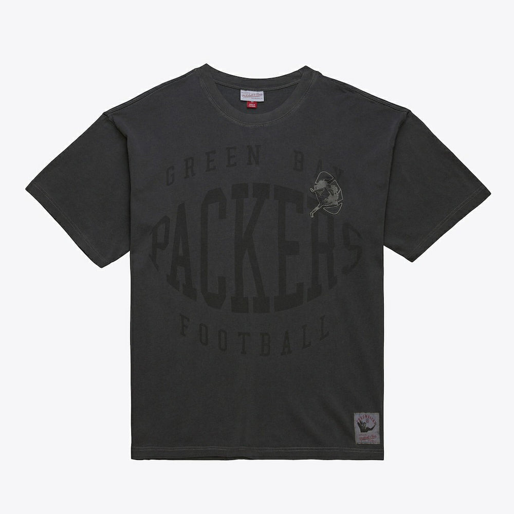 Green Bay Packers Downtown Collection Premium Vintage Logo T-Shirt - Black - Mitchell & Ness