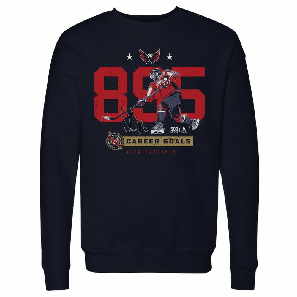 Alexander Ovechkin Washington Capitals 500 Level Number Pullover Sweatshirt - Navy | NHL Lifestyle