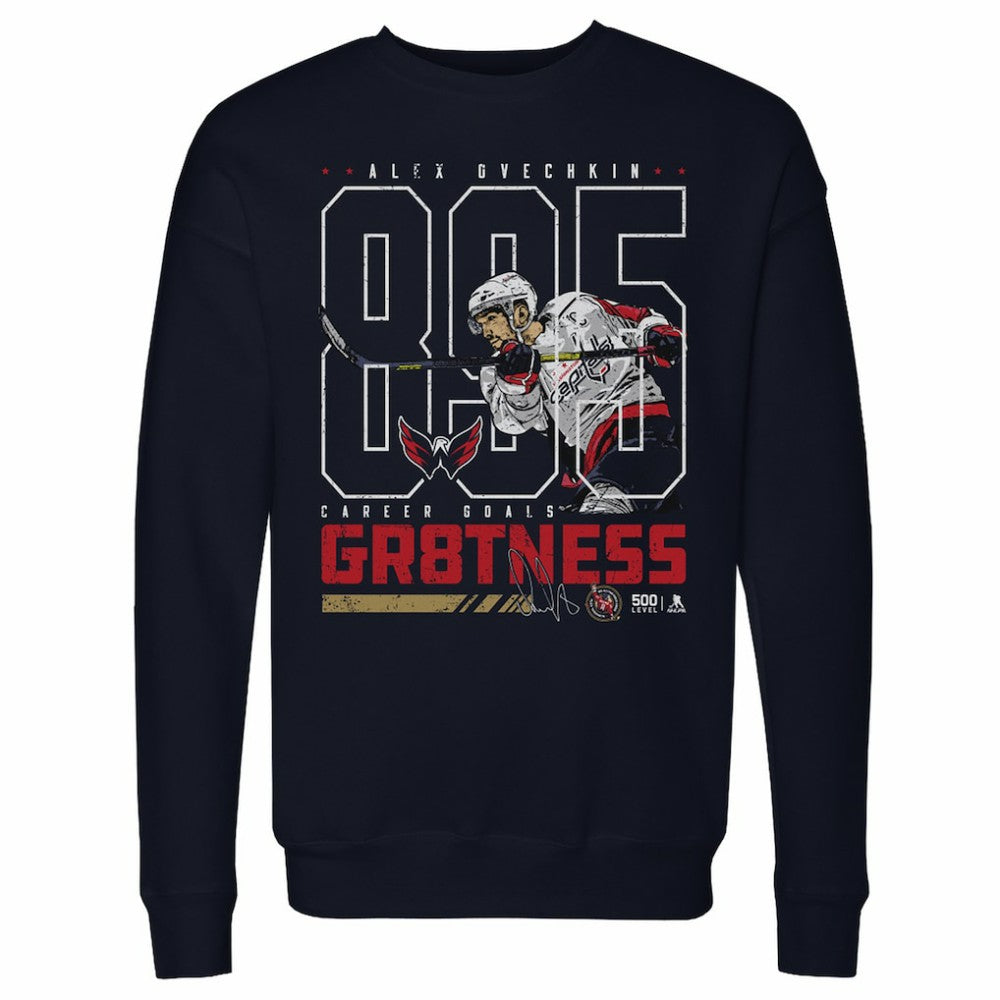 Alexander Ovechkin Washington Capitals 500 Level Outline Pullover Sweatshirt - Navy | NHL sale