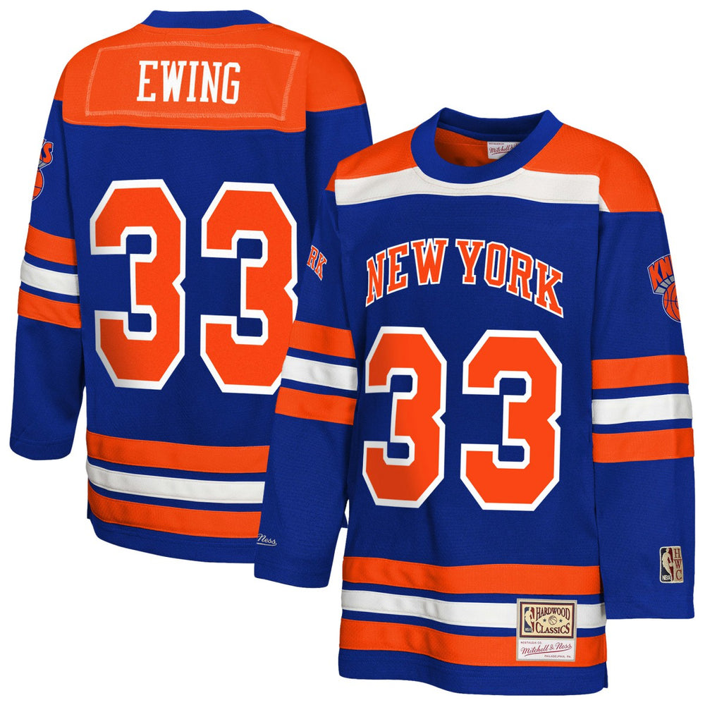 Mitchell & Ness Patrick Ewing New York Knicks Youth Maxxed Out 2.0 Fashion Hockey Jersey Blue