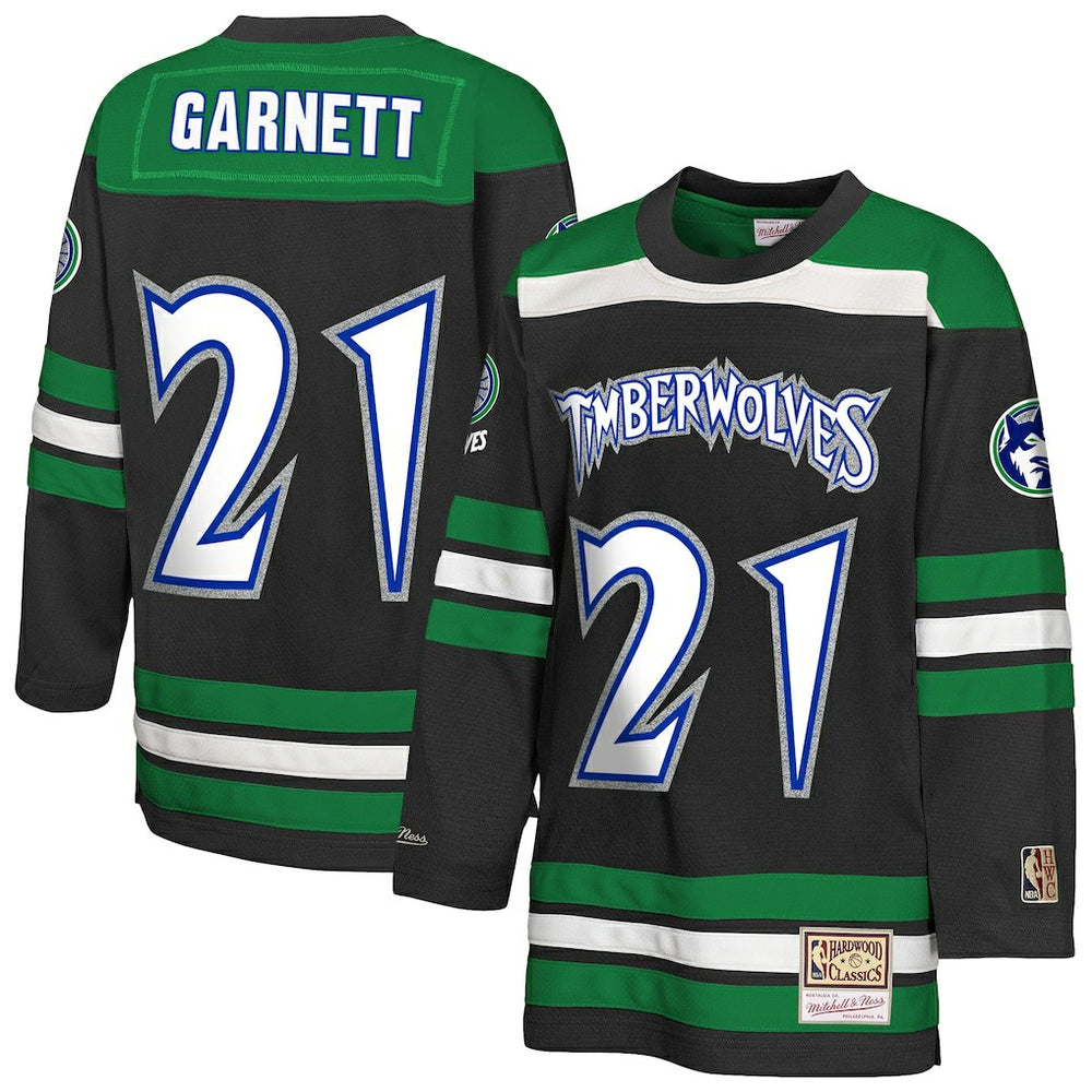 Mitchell & Ness Kevin Garnett Minnesota Timberwolves Youth Maxxed Out 2.0 Fashion Hockey Jersey Black