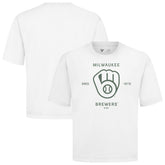 Milwaukee Brewers Levelwear Crossway Oversized Luxe Signature Knit T-Shirt Discount