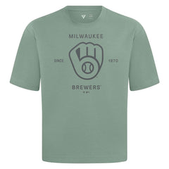 Milwaukee Brewers Levelwear Crossway Oversized Luxe Signature Knit T-Shirt Discount