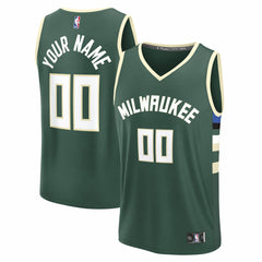 Fanatics Milwaukee Bucks Youth Fast Break Custom Replica Jersey Green Icon Edition