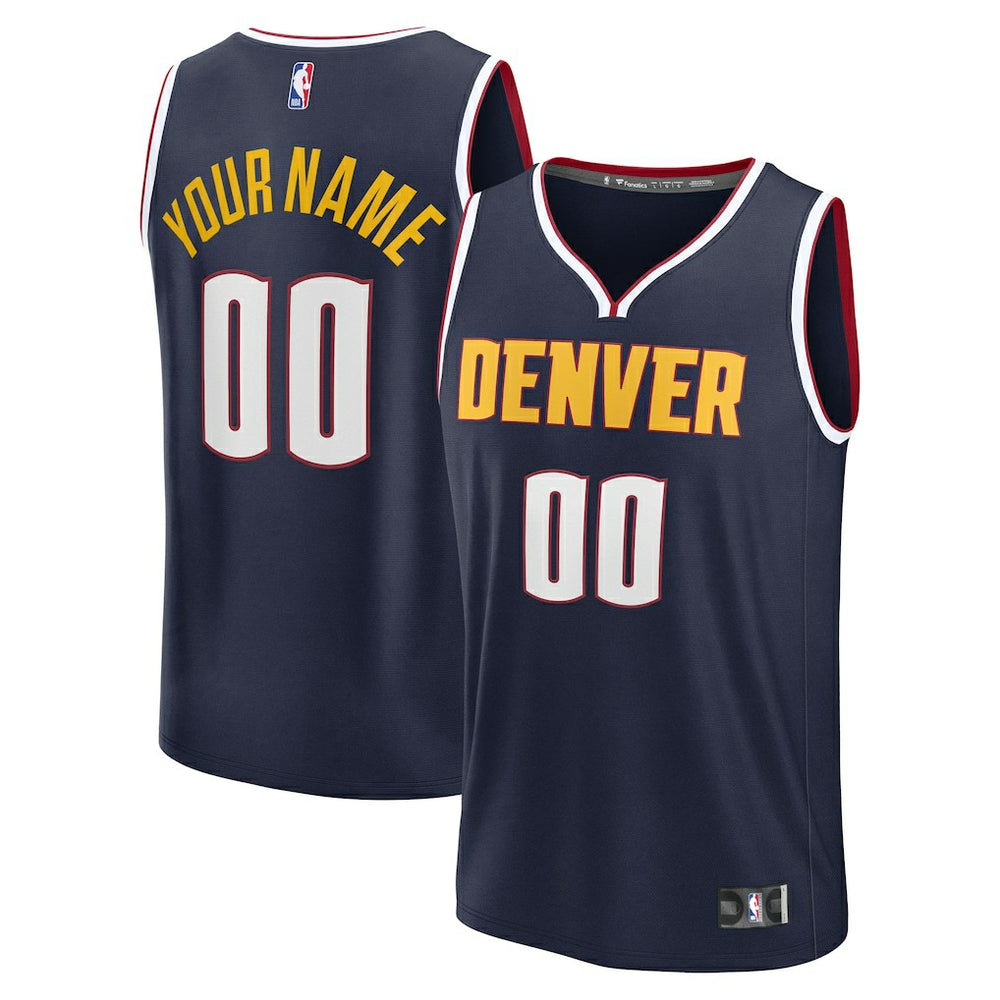 Fanatics Denver Nuggets Youth Fast Break Custom Replica Jersey Navy Icon Edition
