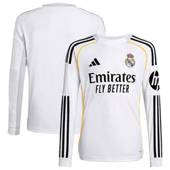 Adidas - Real Madrid Youth 2025/26 Home Replica Long Sleeve Jersey - White