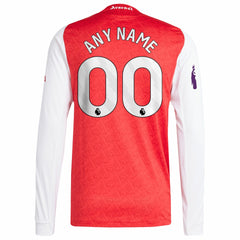 Adidas - Arsenal 2025/26 Home Long Sleeve Custom Jersey - Red