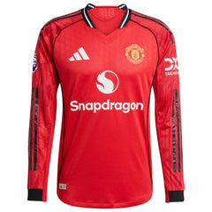 Adidas - Manchester United Home 2025/26 Custom Long Sleeve Jersey - Red