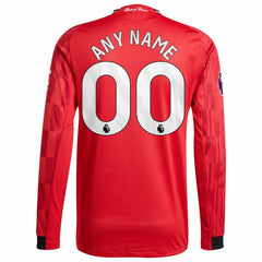 Adidas - Manchester United Home 2025/26 Custom Long Sleeve Jersey - Red