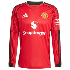 Adidas - Manchester United Home 2025/26 Custom Replica Long Sleeve Jersey - Red