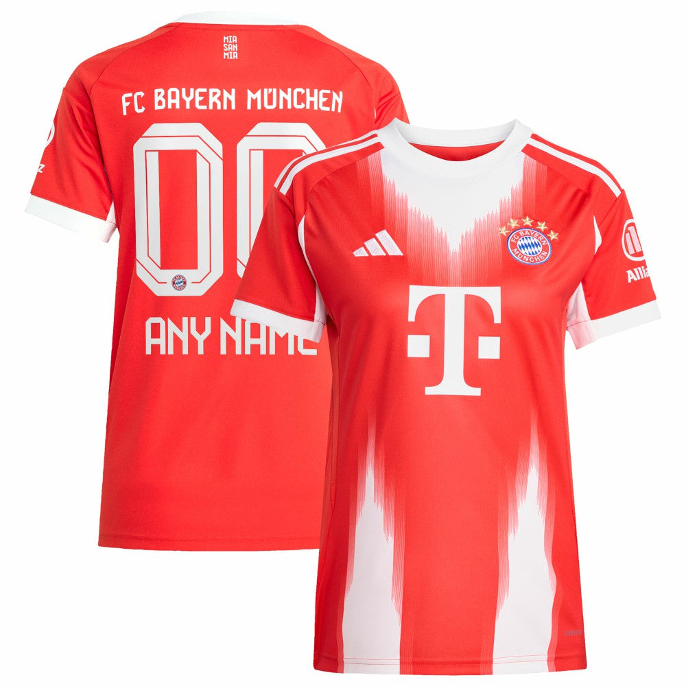 Adidas - Bayern Munich Women's 2025/26 Home Replica Custom Jersey - Red