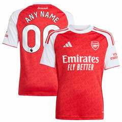Adidas - Arsenal Youth 2025/26 Home Replica Custom Jersey - Red