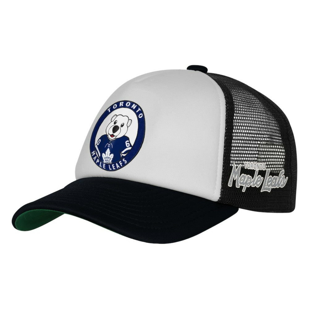Toronto Maple Leafs Mitchell & Ness Youth Mascot Adjustable Trucker Hat - White | NHL near me