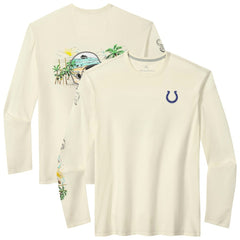 Indianapolis Colts Oasis Endzone Lux Long Sleeve T-Shirt - Cream - Tommy Bahama