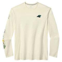 Carolina Panthers Oasis Endzone Lux Long Sleeve T-Shirt - Cream - Tommy Bahama