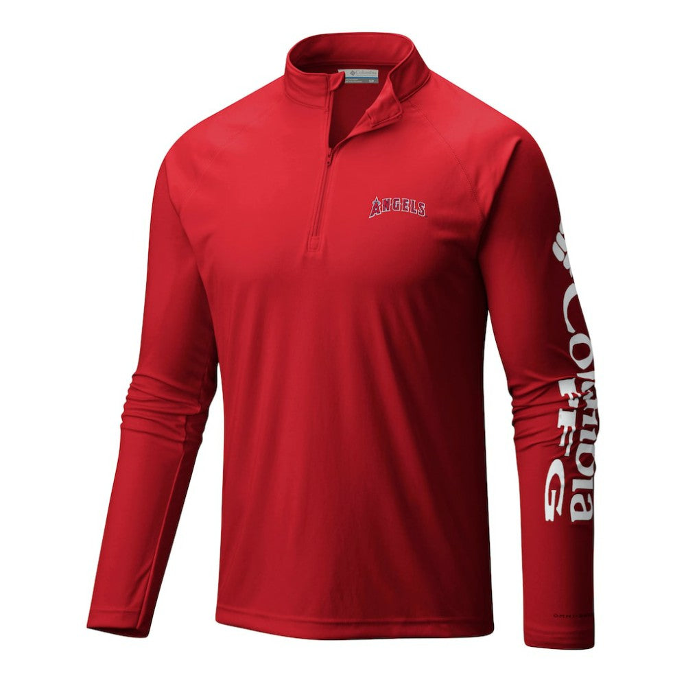 Los Angeles Angels Columbia Terminal Tackle Omni-Wick Raglan Quarter-Zip Pullover Outlet