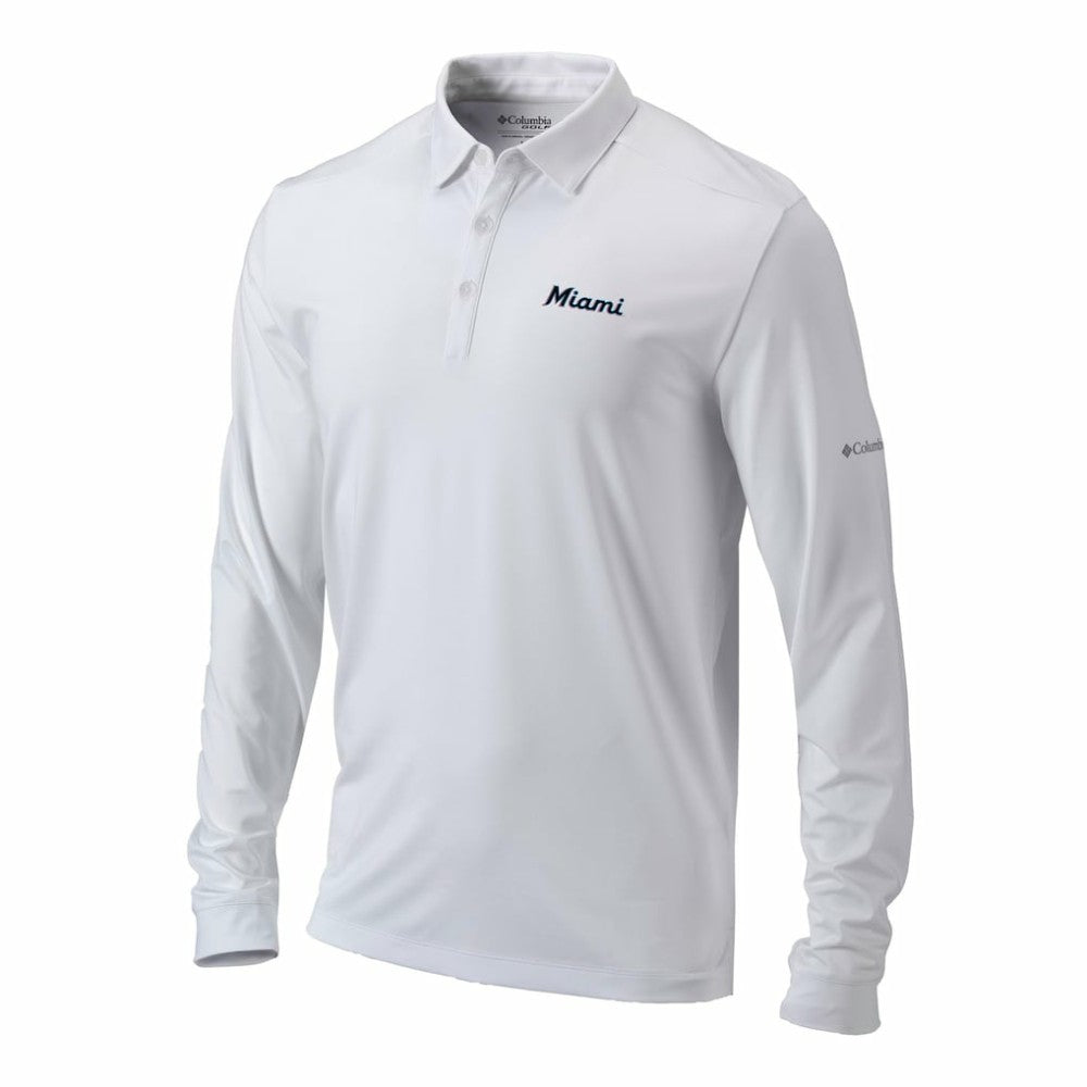 Miami Marlins Columbia Omni-Wick Pin High Long Sleeve Polo Discount