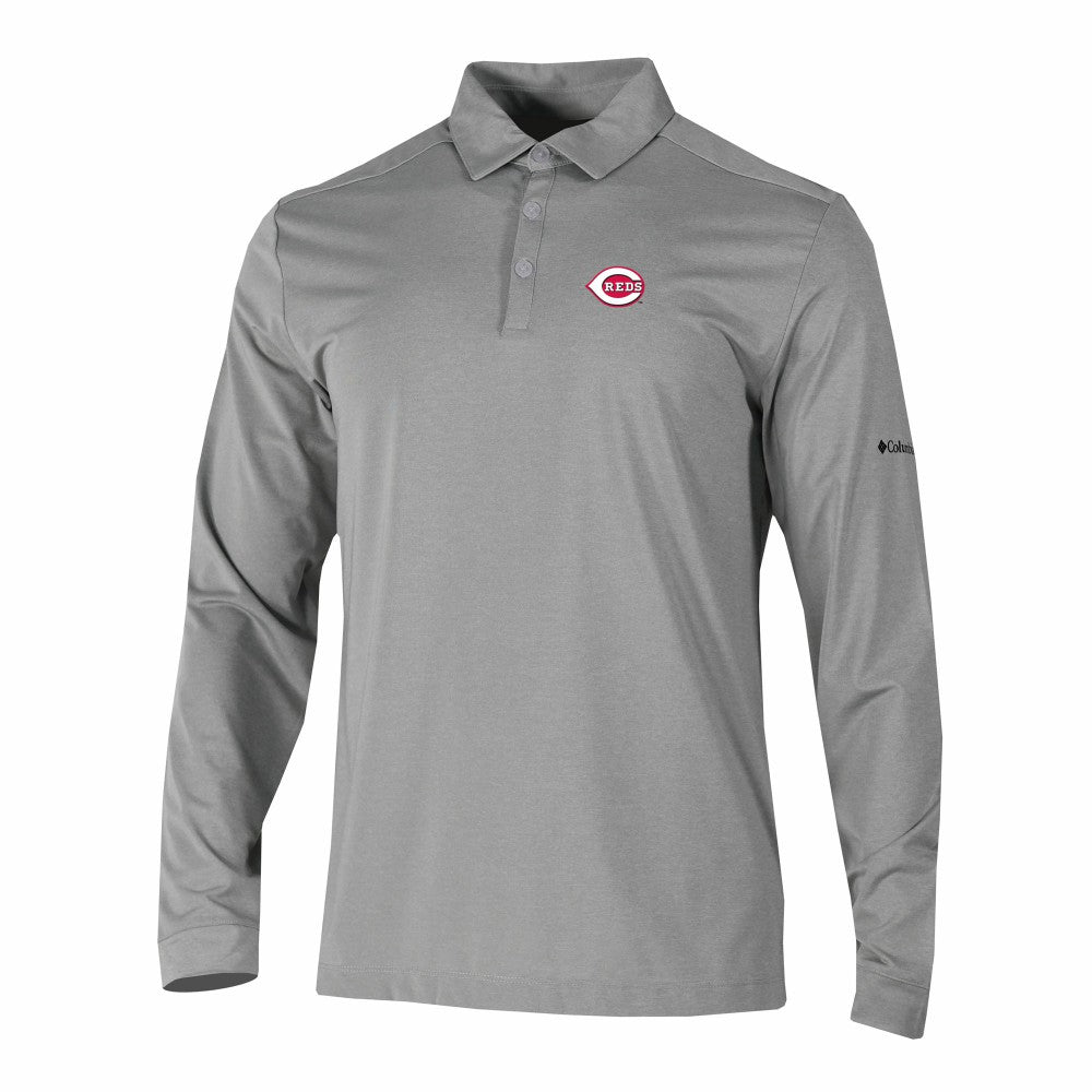 Cincinnati Reds Columbia Omni-Wick Pin High Long Sleeve Polo for sale