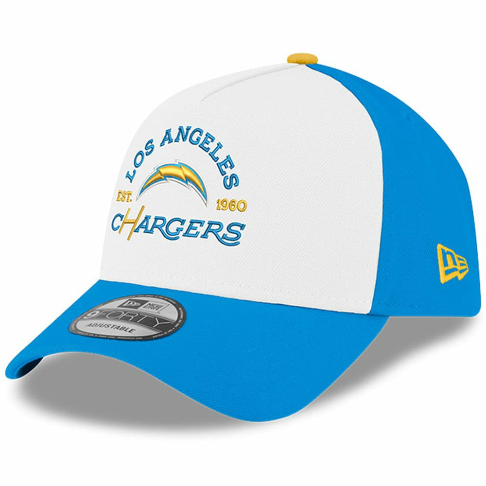 Los Angeles Chargers New Era Charger Power A-Frame 9FORTY Adjustable Hat - White/Powder Blue - NFL