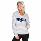 Tennessee Titans Concepts Sport Women's Liftoff Striped V-Neck Hoodie - White/Gray - NFL