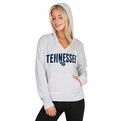 Tennessee Titans Concepts Sport Women's Liftoff Striped V-Neck Hoodie - White/Gray - NFL