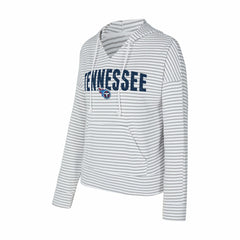 Tennessee Titans Concepts Sport Women's Liftoff Striped V-Neck Hoodie - White/Gray - NFL