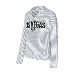 Las Vegas Raiders Concepts Sport Women's Liftoff Striped V-Neck Hoodie - White/Gray - NFL