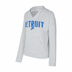 Detroit Lions Concepts Sport Women's Liftoff Striped V-Neck Hoodie - White/Gray - NFL