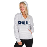 Seattle Seahawks Concepts Sport Women's Liftoff Striped V-Neck Hoodie - White/Gray - NFL