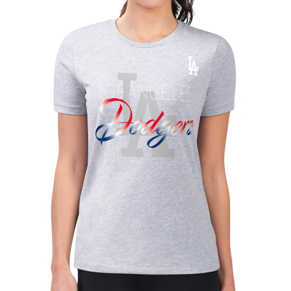 Los Angeles Dodgers G-III 4Her by Carl Banks Women's Super-Slim Fit Lightweight Shadow Logo Graphic T-Shirt for sale