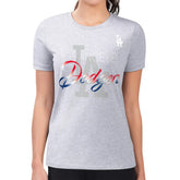 Los Angeles Dodgers G-III 4Her by Carl Banks Women's Super-Slim Fit Lightweight Shadow Logo Graphic T-Shirt for sale