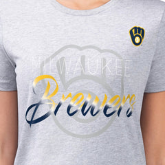 Milwaukee Brewers G-III 4Her by Carl Banks Women's Super-Slim Fit Lightweight Shadow Logo Graphic T-Shirt Sale