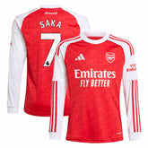 Adidas - Bukayo Saka Arsenal Youth 2025/26 Home Replica Long Sleeve Player Jersey - Red