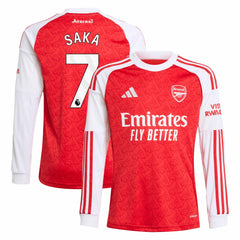 Adidas - Bukayo Saka Arsenal Youth 2025/26 Home Replica Long Sleeve Player Jersey - Red