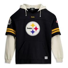 Pittsburgh Steelers '47 Big & Tall Split Zone Cornerback V-Neck Hoodie - Black - 47 brand