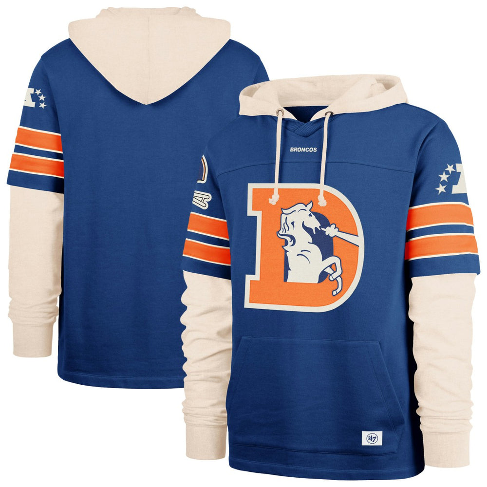 Denver Broncos '47 Big & Tall Split Zone Cornerback Hoodie - Royal - 47 brand