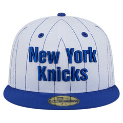 New Era New York Knicks Wordmark Pinstripe 59FIFTY Fitted Hat White