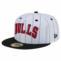 New Era Chicago Bulls Wordmark Pinstripe 59FIFTY Fitted Hat White