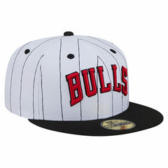 New Era Chicago Bulls Wordmark Pinstripe 59FIFTY Fitted Hat White