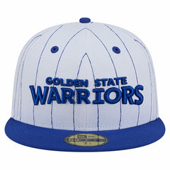 New Era Golden State Warriors Wordmark Pinstripe 59FIFTY Fitted Hat White