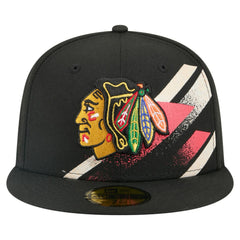 Chicago Blackhawks New Era Faded Lines 59FIFTY Fitted Hat - Black | New Era Lifestyle
