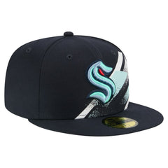 Seattle Kraken New Era Faded Lines 59FIFTY Fitted Hat - Deep Sea Blue | New Era online