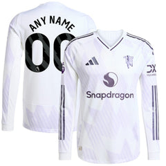 Adidas - Manchester United 2025/26 Away Long Sleeve Custom Jersey - White
