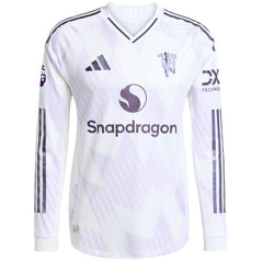 Adidas - Manchester United 2025/26 Away Long Sleeve Custom Jersey - White